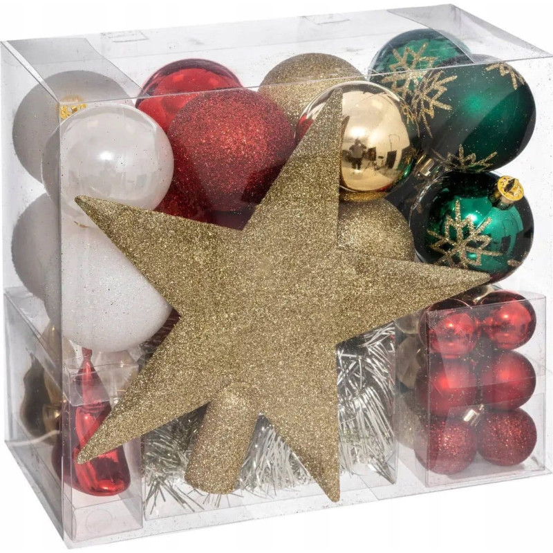 Atmosphera Zestaw ozd&oacute;b świątecznych w r&oacute;żnych kolorach, 44 elementy