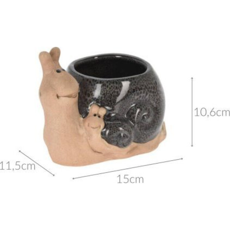 Progarden Porcelanowa doniczka ogrodowa, ślimak, 15 x 11 cm
