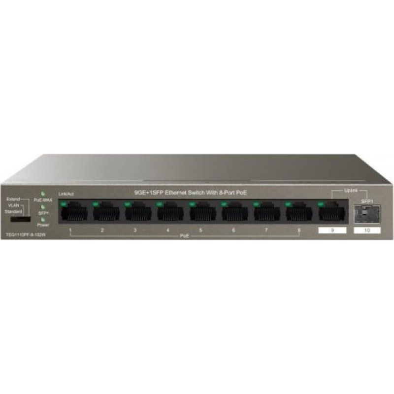 Tenda Switch niezarządzalny Tenda TEG1110PF-8-120W 9x1GbE 1xSFP PoE