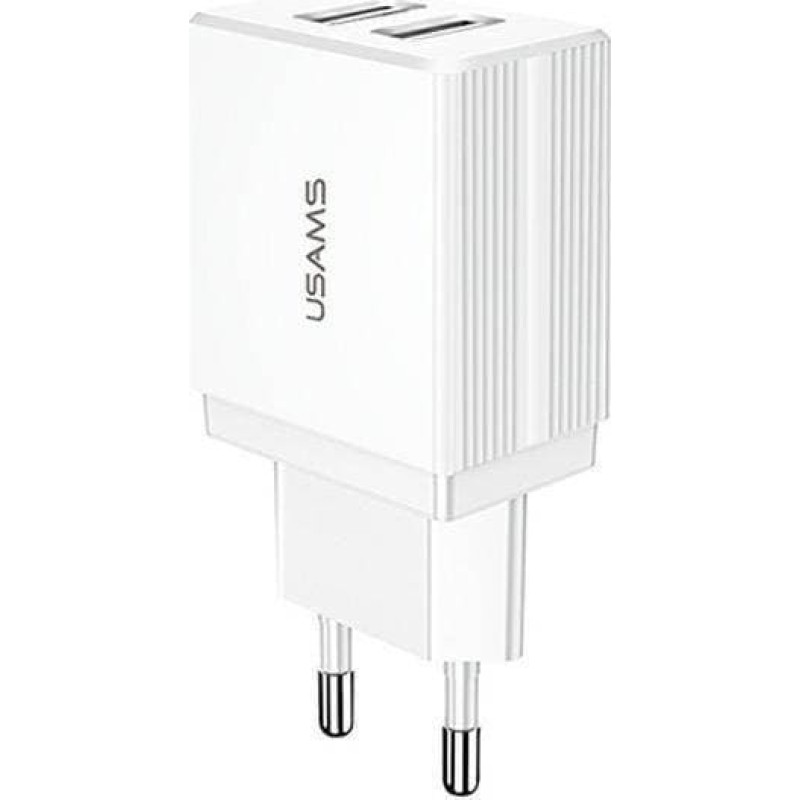 Usams Ładowarka Usams USAMS Ład. siec. 2xUSB T24 2,1A biały /white CC90TC01 (US-CC090)