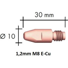 Binzel Kontaktinis antgalis E-Cu M8x30x10 1,2mm, Binzel