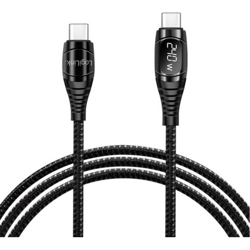 Logilink CU0181 Kabel USB 2.0 Type-C C/M na USB-C/M E-mark PD wyświetlacz czarny 1m