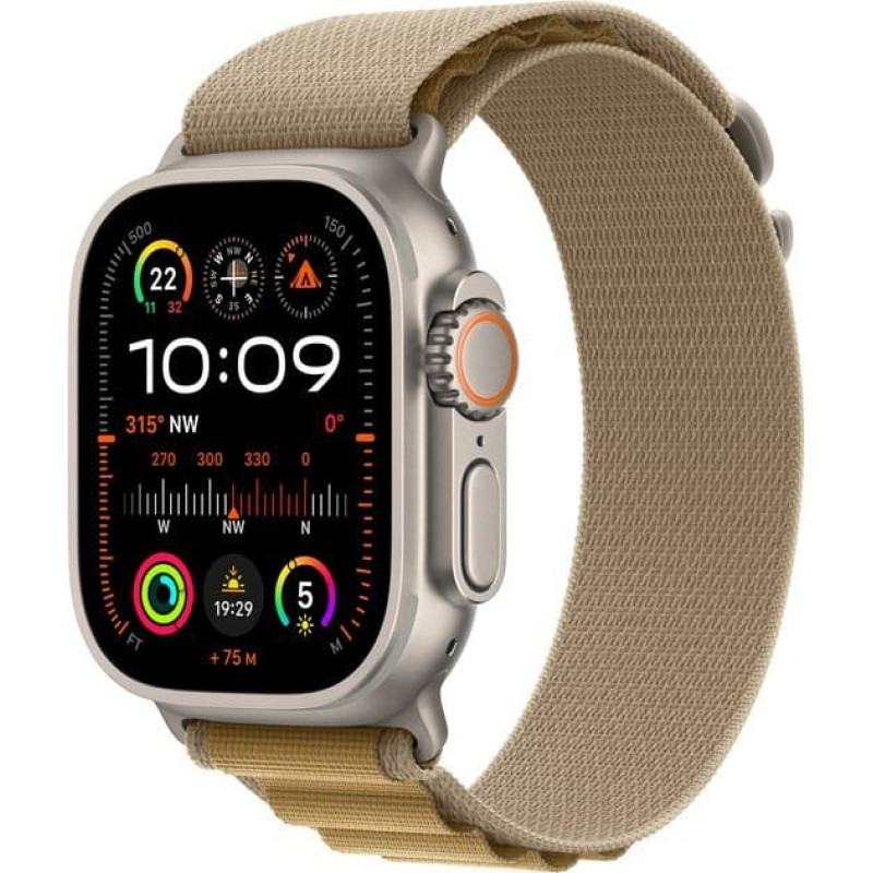 Apple Watch Ultra 2, Smartwatch (grey, 49 mm, Alpine Loop Almond, Titanium Case, cellular)