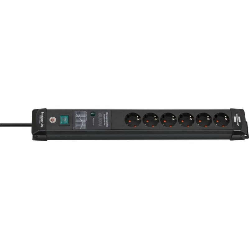 Brennenstuhl Premium-Line 6-way power strip, black, 5 meters, 60,000A surge protection