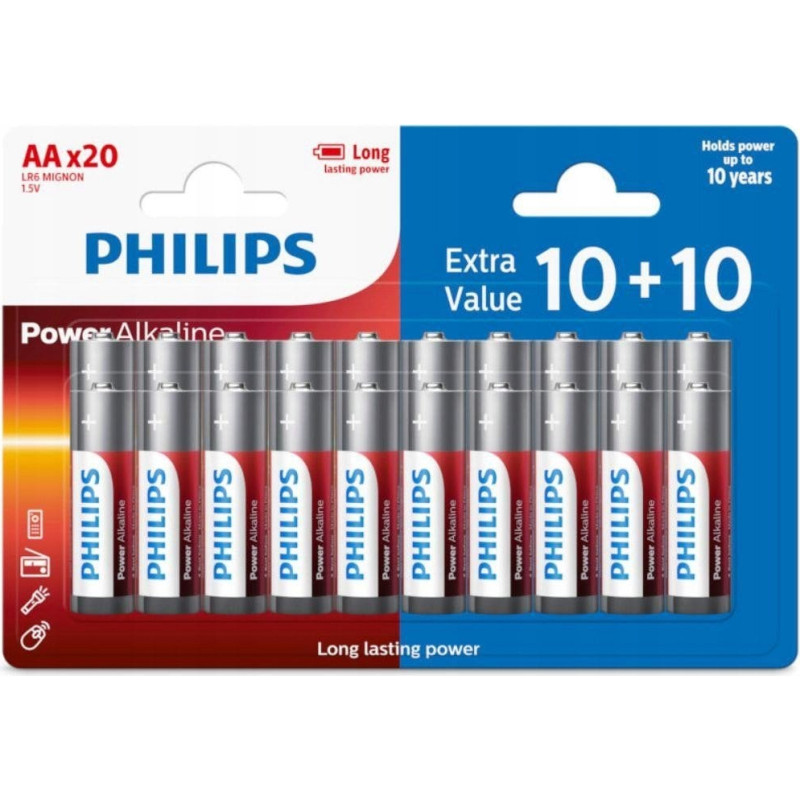 Philips LR6/AA elementai, 20 vnt