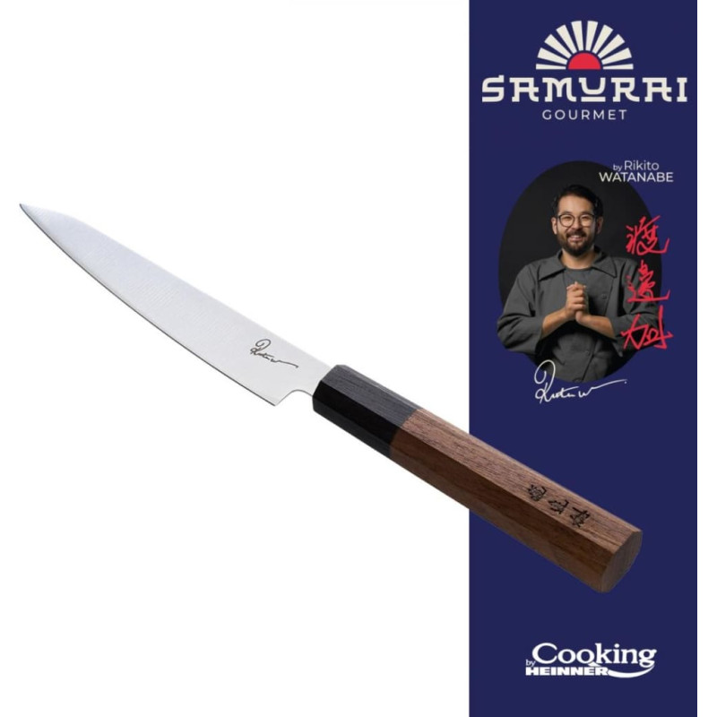 Virtuvinis peilis 13cm SAMURAI GOURMET juodmedžio ir riešutmedžio rankena HR-EVI-R13 HEINNER