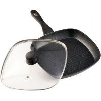 Griliaus keptuvė, aliuminio, su dangčiu, nelimpančia danga 28x4cm HR-BET-ROCA28G HEINNER