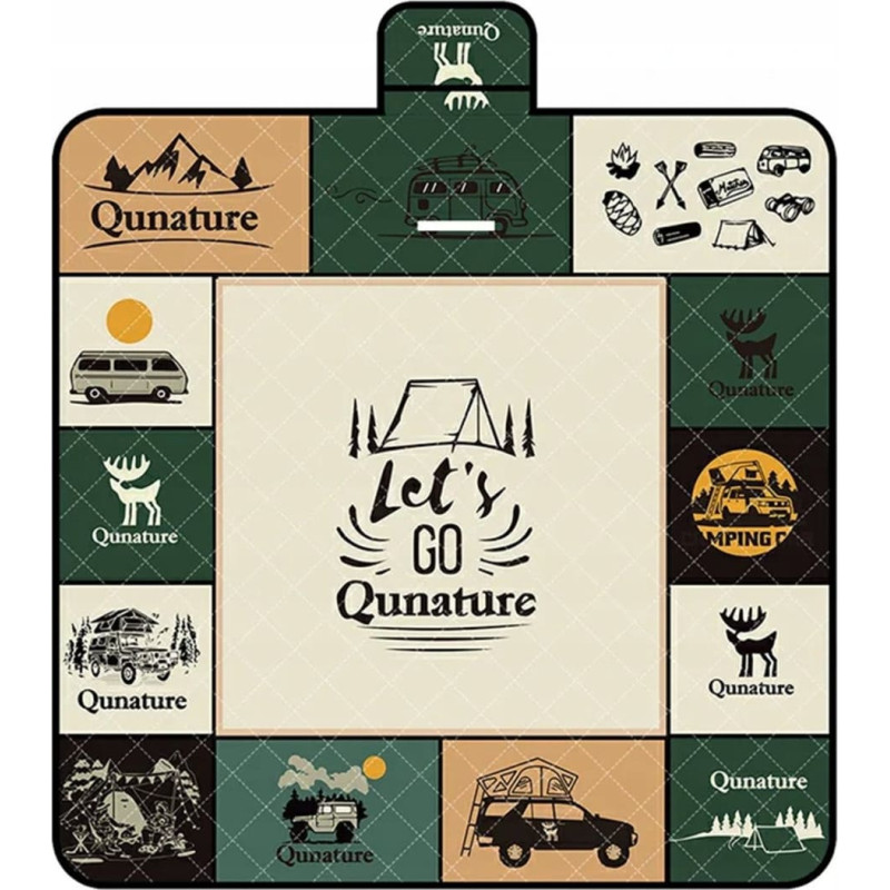 Retoo Mata piknikowa Qunature koc wodoodporny turystyczny 2 x 2 m - wielokolorowa