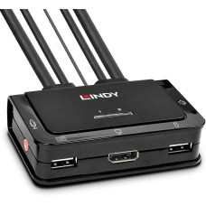 Lindy 2 Port DisplayPort 1.2, USB 2.0 & Audio Cable KVM Switch, KVM Switch (black)