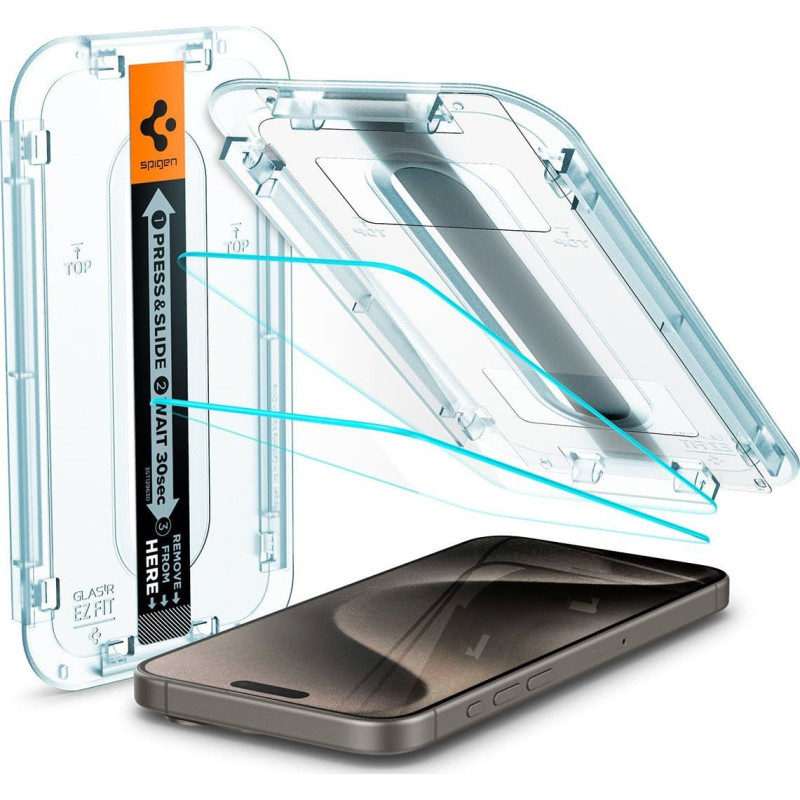 Spigen Glas.TR EZ Fit for iPhone 15 Pro - 2 pcs.