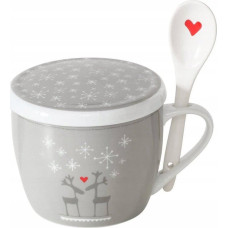 Boltze Świąteczny kubek jumbo z pokrywką i łyżeczką LOVELIES, 600 ml