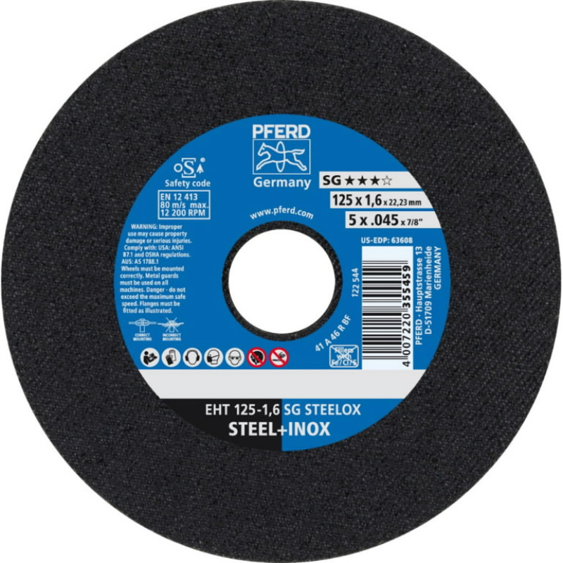 Pferd Pjovimo diskas SG Steelox 125x1,6mm, Pferd