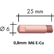 Binzel Kontaktinis antgalis E-Cu M6x25x6 0,8mm, Binzel