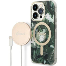 Guess Loader Guess Set Guess case + wireless charger GUBPPP14LHJEACSA Apple iPhone 14 Pro green/green hard case Jungle MagSafe