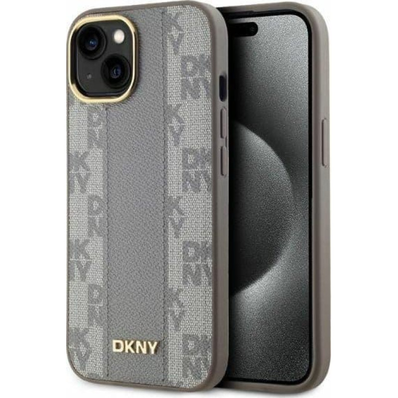 Dkny DKNY DKHMP14SPCPVSLE iPhone 14 6.1" beżowy/beige hardcase Leather Checkered Mono Pattern MagSafe