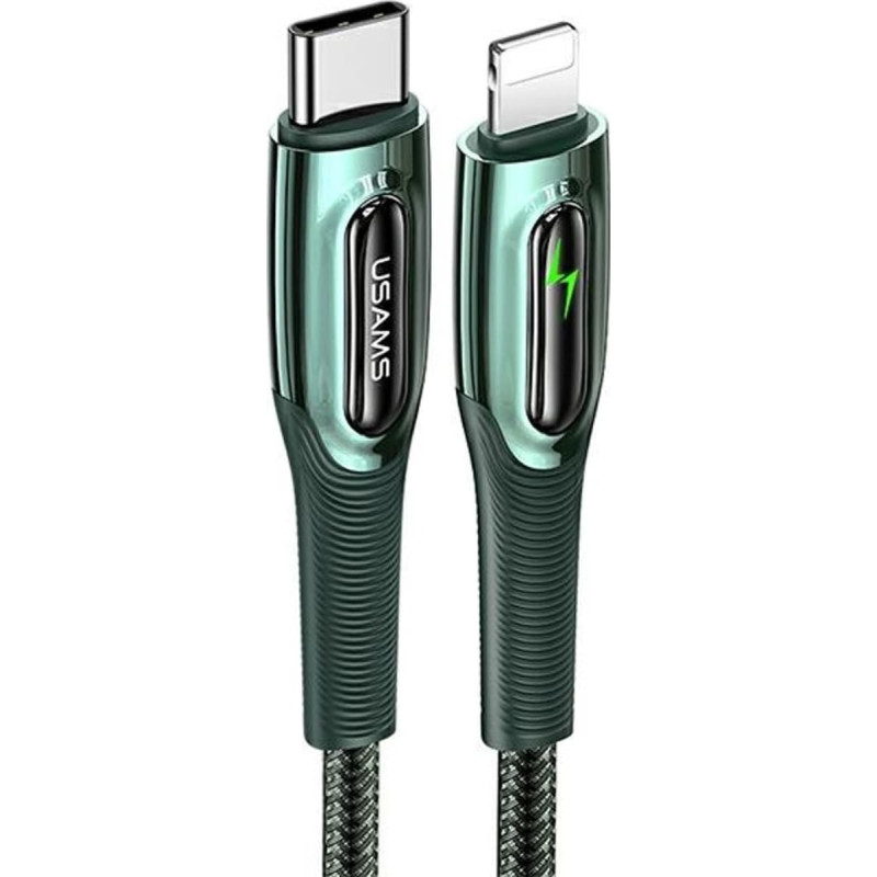 Usams Kabel USB Usams USAMS Kabel pleciony USB-C na Lightning Smart Power-off 20W PD Cable 1.2m ciemny zielony/dark green SJ518USB02 (US-SJ518)