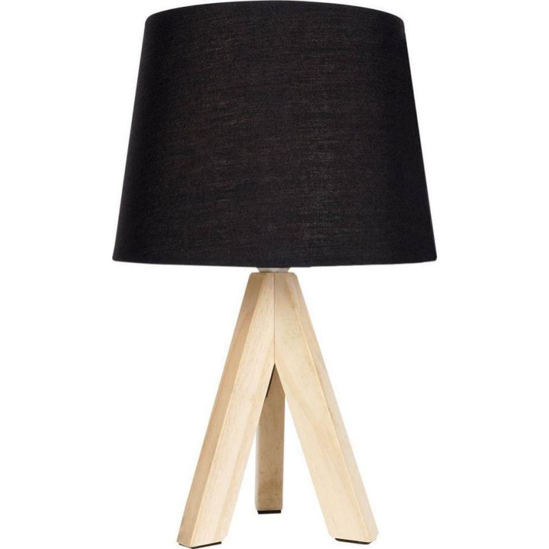 Ambiance Lampa stołowa Ambiance Lampa stołowa z kloszem abażurem lampka nocna czarna drewniana 30x14cm