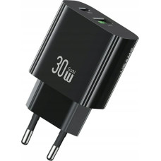 Usams Ładowarka sieciowa 30W 1xUSB-C 1xUSB-A Fast czarging Czarna