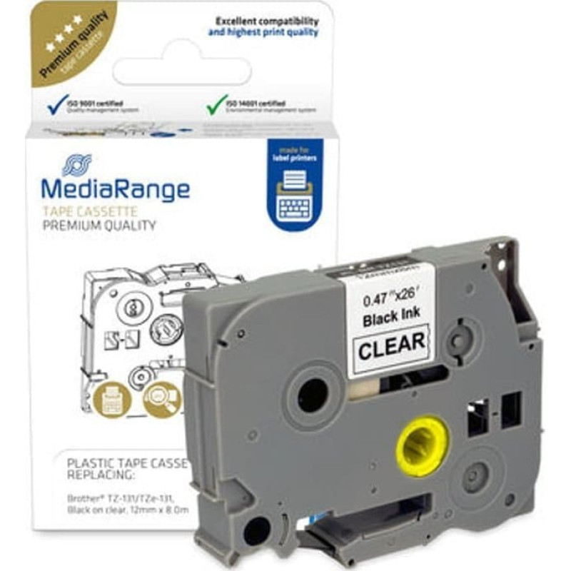 Brother Taśma BROTHER TZe-S131 12mm x 8m czarny na przezroczystym zamiennik