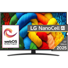 LG TV Set|LG|43"|4K/Smart|3840x2160|Wireless LAN|Bluetooth|webOS|Black|43NANO81A3A