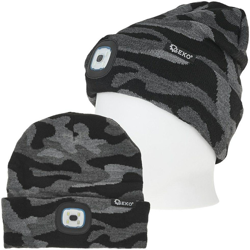 Geko CZAPKA ZIMOWA Z LAMPKĄ LED MORO