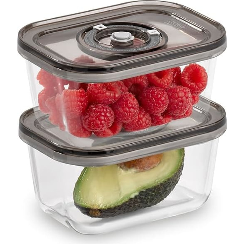 Caso | Glass Vacuum Containers with Plastic Lid (2 pcs) | VacuBoxx Eco-Duo S | Transparent