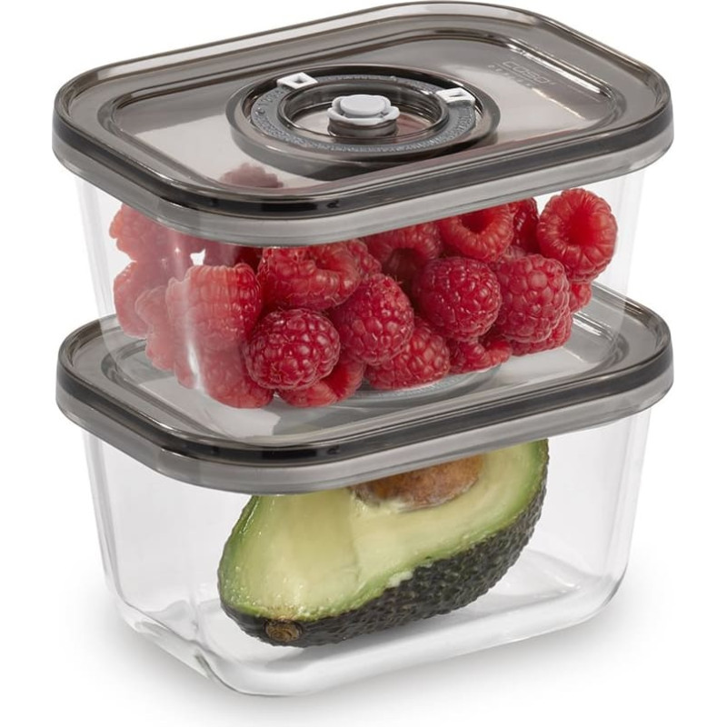 Caso | Glass Vacuum Containers with Plastic Lid (2 pcs) | VacuBoxx Eco-Duo S | Transparent