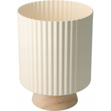 Home Styling Collection Metalowa osłonka na doniczkę z falowanym brzegiem na drewnianej podstawie NORD, Ø 18 x 23 cm