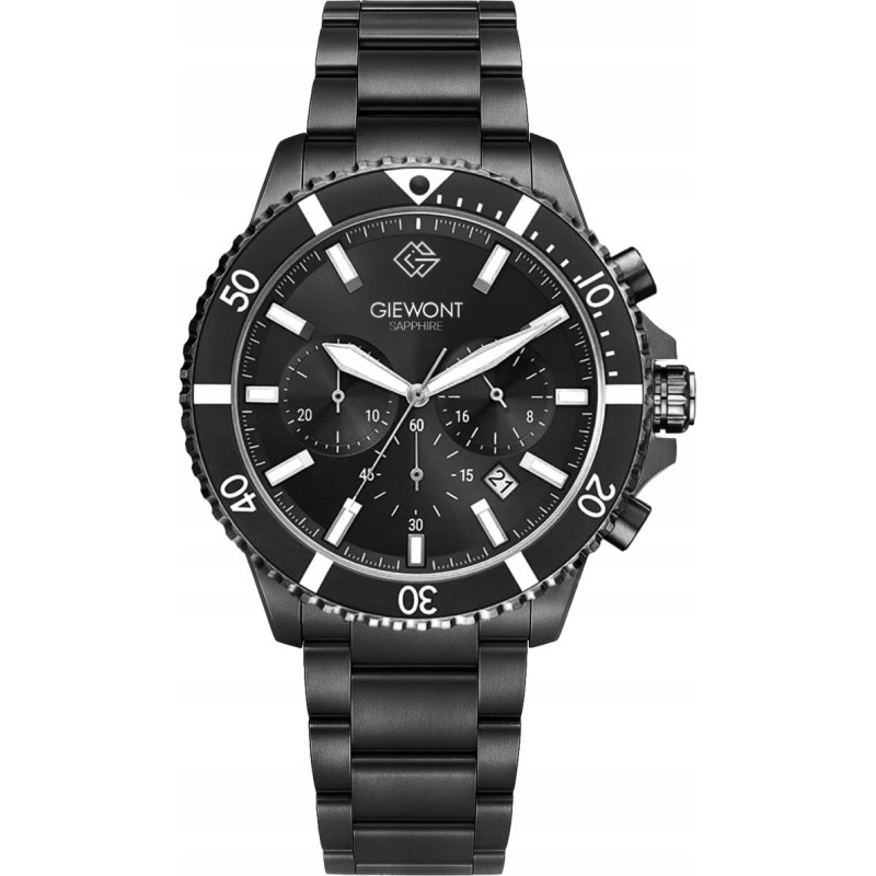 Giewont Zegarek Giewont Zegarek Męski Chronograph Sapphire Czarny GW3970-B4