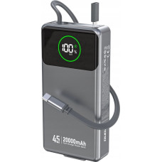 Dudao Powerbank Dudao K31 Pro 45W 20000mAh z wbudowanym zwijanym kablem USB-C - szary