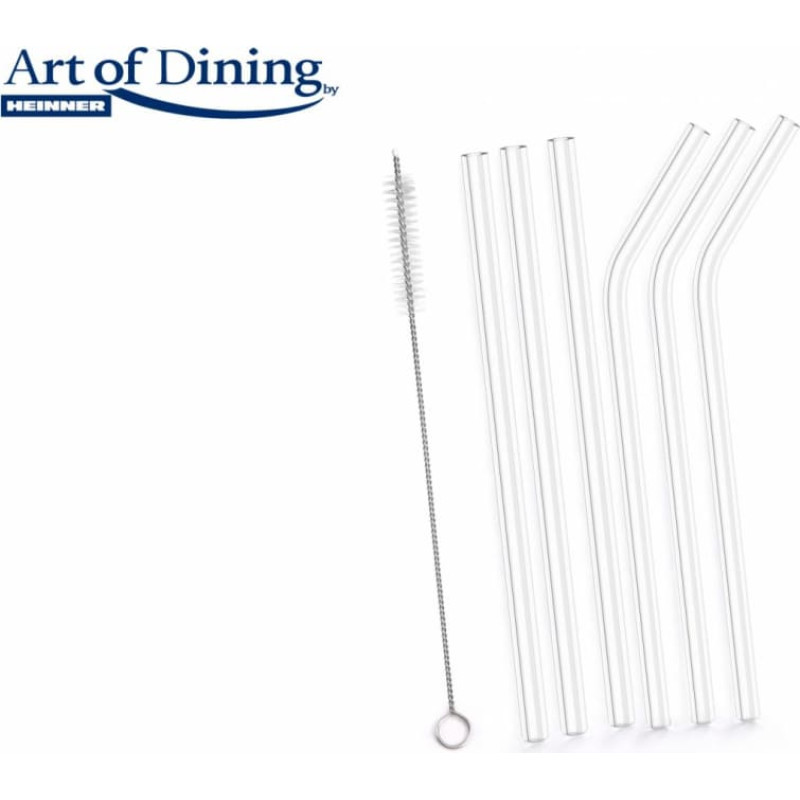 Stiklinių šiaudelių rinkinys su valymo šepetėliu 6 vnt 20 cm HR-YMJ-JC011, COOKING BY HEINNER