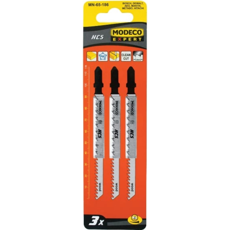 Modeco Cutting blades with T-type handle wood 100 x 3mm 3 pieces (MN-65-186)