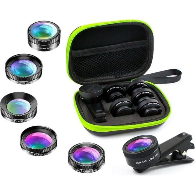 Apexel APL-DG6 Set of 6 lens lenses for your phone + universal cover