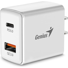 Genius Ładowarka Genius GENIUS nabíječka PD-20AC, 20W, rychlé nabíjení, USB-C PD3.0, USB-A QC3.0, bílá