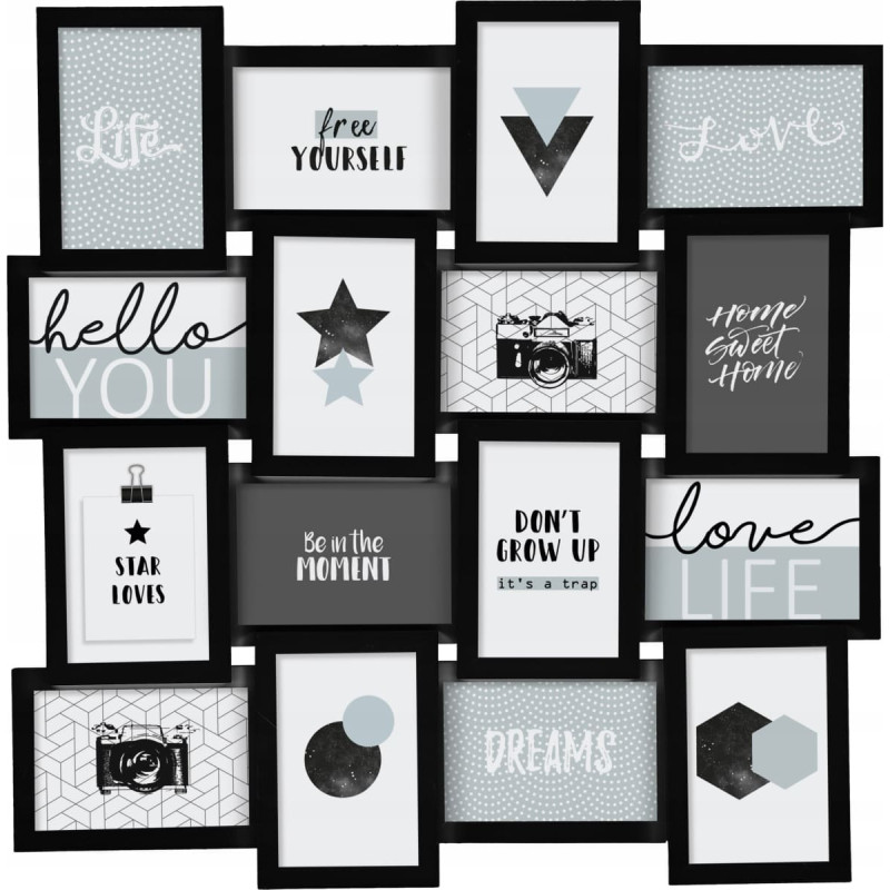 Atmosphera Ramka Atmosphera Ramki na zdjęcia, kolaż, 16 element&oacute;w, kolor czarny, Atmosphera