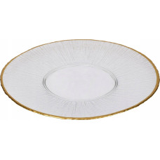 Home Styling Collection Szklany talerz płaski ze złotą obwódką DATURA, 32 cm