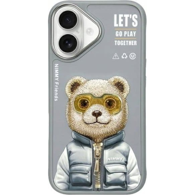 Apple Nimmy iPhone 16 6.1" case gray/grey Cool&Cute 2.0 Bear