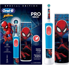 Oral-B Vitality Pro Kids Spiderman Vaikiškas Besisukantis vibruojantis dantų šepetėlis Mėlyna, Raudona