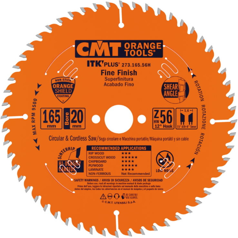 CMT Pjovimo diskas medienai ITK PLUS 165x20mm Z56, CMT