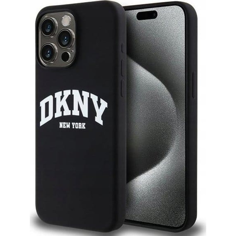 Dkny DKNY Liquid Silicone White Printed Logo MagSafe - Etui iPhone 14 Pro Max (czarny)