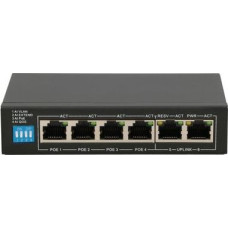Extralink EXTRALINK EUROS V2 Switch 6x10/100Mbps; 2xUplink; Ports 1-4 PoE 802.3AF/AT 60W