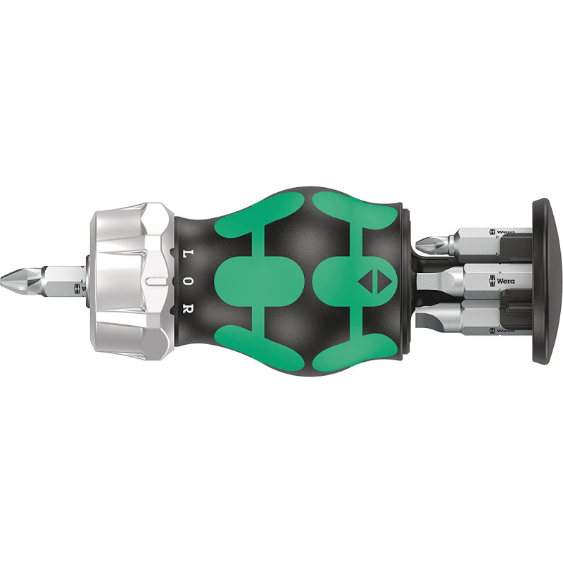 Wera Kraftform compact stubby magazine RA 1, socket wrench (black/green, 7 pieces, with ratchet function)