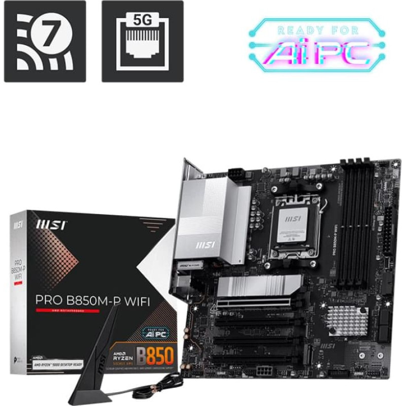MSI PRO B850M-P WIFI AMD B850 AM5 lizdas &bdquo;micro ATX&ldquo;
