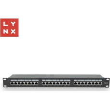 Lynx Cs LYNX 19" patch panel 24-port, STP Cat6, 50µ, stíněný, černý