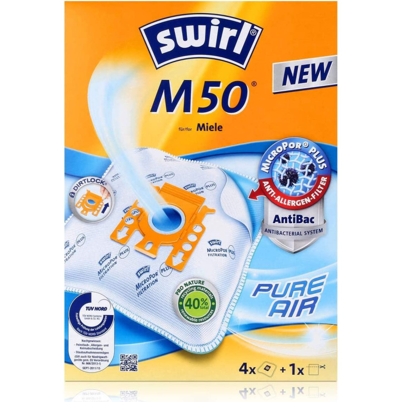 Melitta vacuum cleaner bag M50 AirSpace MicroPor Plus Green (4 bags + 1 filter, for Miele)