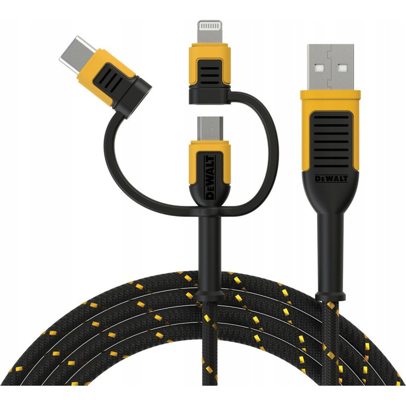 Dewalt kabel 3 w 1 usb a na usb c, micro usb i lightning z technolo