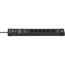Brennenstuhl Premium-Line 6-way power strip, black, 3 meters, 60,000A surge protection, 2x USB-A