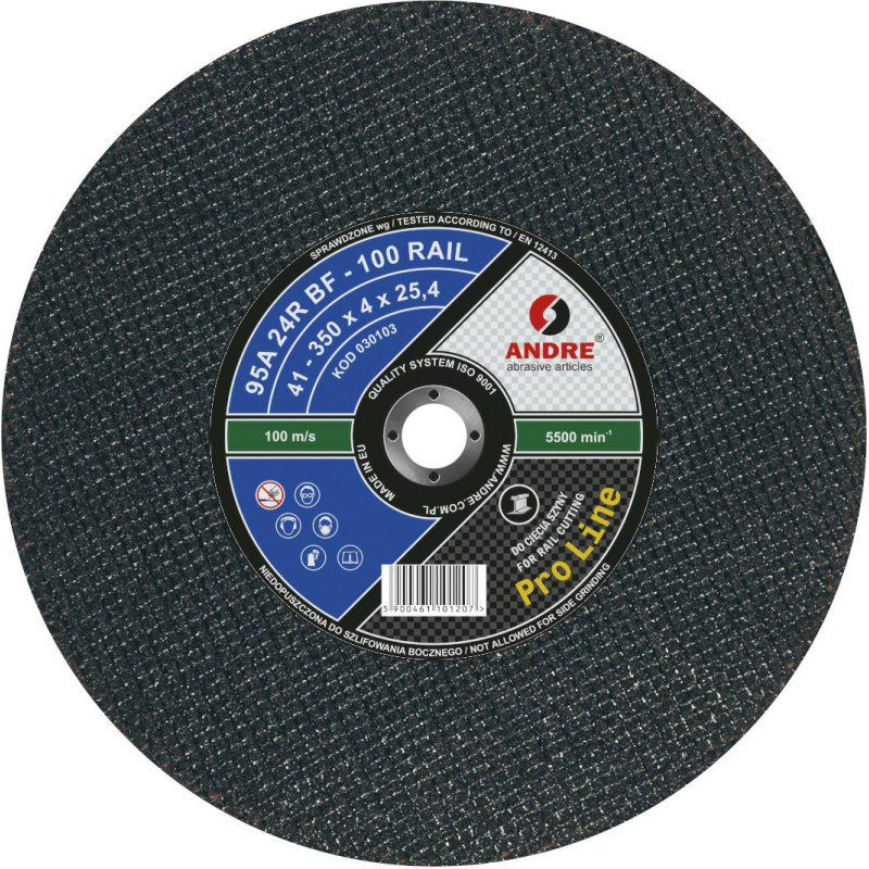 Andre TARCZA DO METALU 350 x 4,0mm x 25,4mm RAIL 100 PRO LINE 95A24RBF DO SZYN KOLEJOWYCH