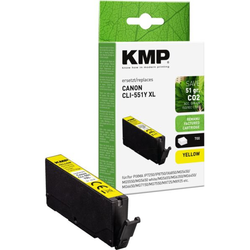 KMP Tinte yellow ersetzt Canon CLI-551 Y XL 6446B001