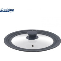 Stiklo dangtis su reguliuojama silikonine kraštine, pilkas 28/30/32cm HR-AER-28D32G, COOKING BY HEINNER